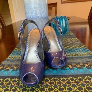 Vince Camuto Peep-toe Patent Leather Platforms 6